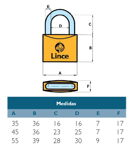 Candado latón Lince Eurotop