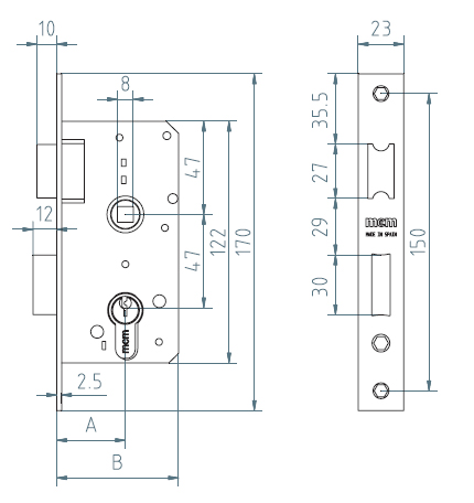 Cerradura madera kit MOD + MANILLA MOD. 34N1, Tecemur