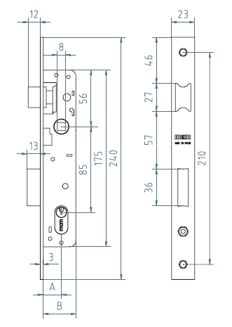 cerradura puerta metélica 1550