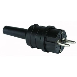 Clavija 10/16A 250V cuello largo Negra