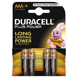 Pilas alcalinas Duracell LR03 AAA. Blister de 4.