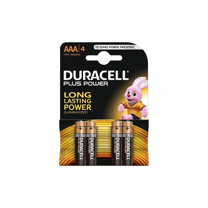 Pack de 4 pilas aaa duracell plus lr03/ 1.5v/ alcalinas