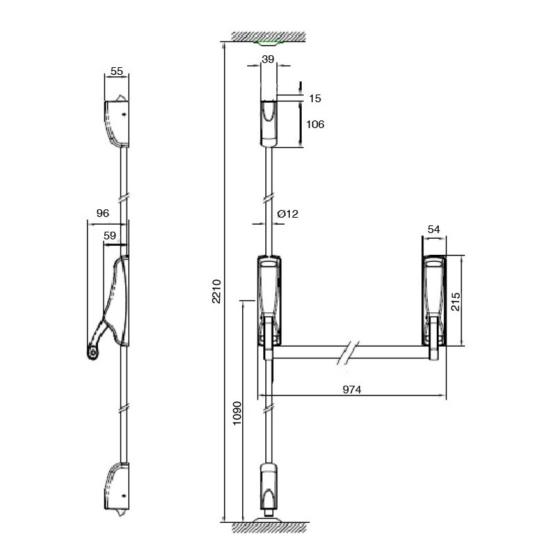 Cerradura antipánico de empuje para sobreponer D1000NR