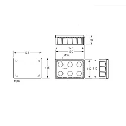 Caja de empotrar con garra metálica 160 x 100 x 50