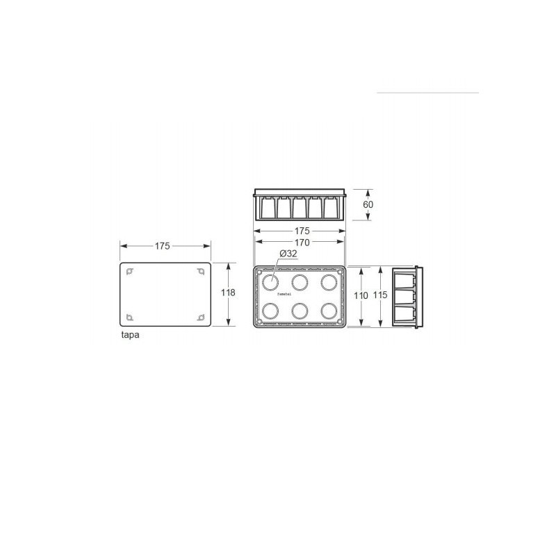 Caja de empotrar con garra metálica 160 x 100 x 50