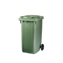Contenedor para basura de 120 litros. verde con 2 ruedas y tapa abatible