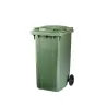 Contenedor para basura de 120 litros. verde con 2 ruedas y tapa abatible