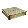 Arenero con tapa de madera y geotextil 120 cm x 120 cm x 26 cm
