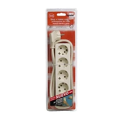 Base múltiple 5 tomas interruptor blanco 1.5 m.
