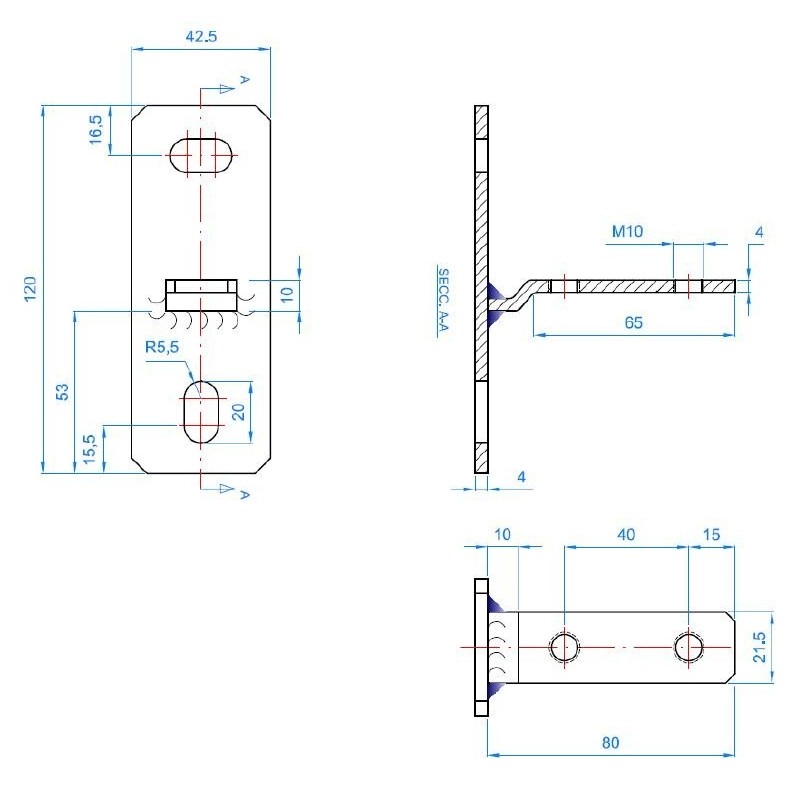 Soporte horizontal perforado