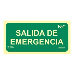 Señal de salida de emergencia luminiscente