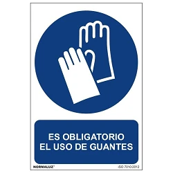 Señal de obligatorio el uso de guantes