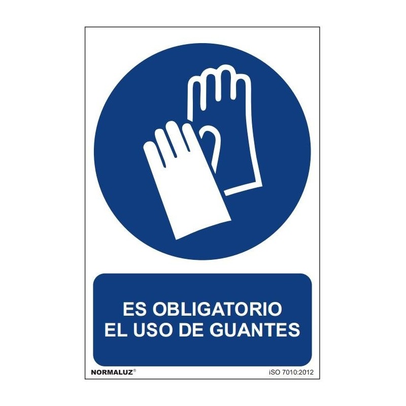 Señal de obligatorio el uso de guantes