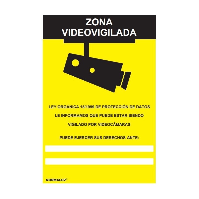 Señal de zona videovigilada 30 x 21 cm.