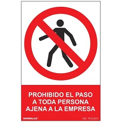 Señal de prohibido el paso a persona ajena a la empresa