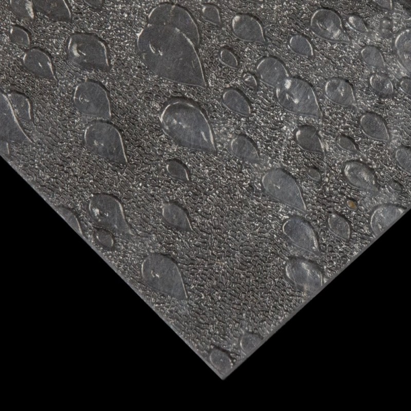 Poliestireno transparente decorado con gotas Poliestireno transparente decorado con gotas