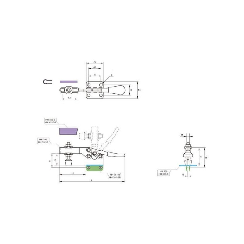 Brida Kakuta de apriete horizontal HH 350