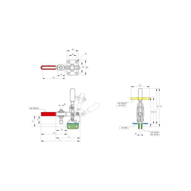 Brida Kakuta de apriete vertical HV 150