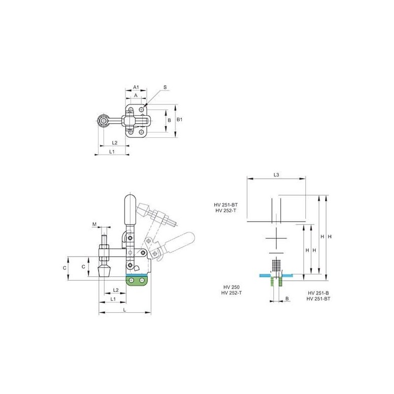 Brida Kakuta de apriete vertical HV 250