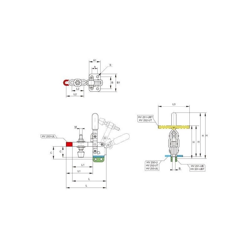Brida Kakuta de apriete vertical HV 250 U