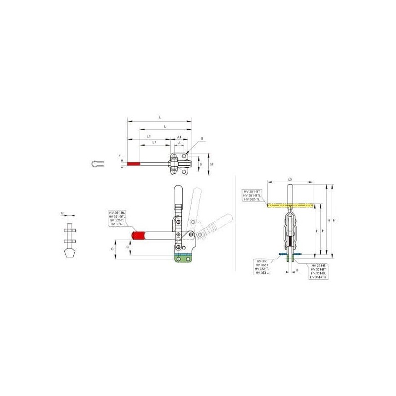 Brida Kakuta de apriete vertical HV 350