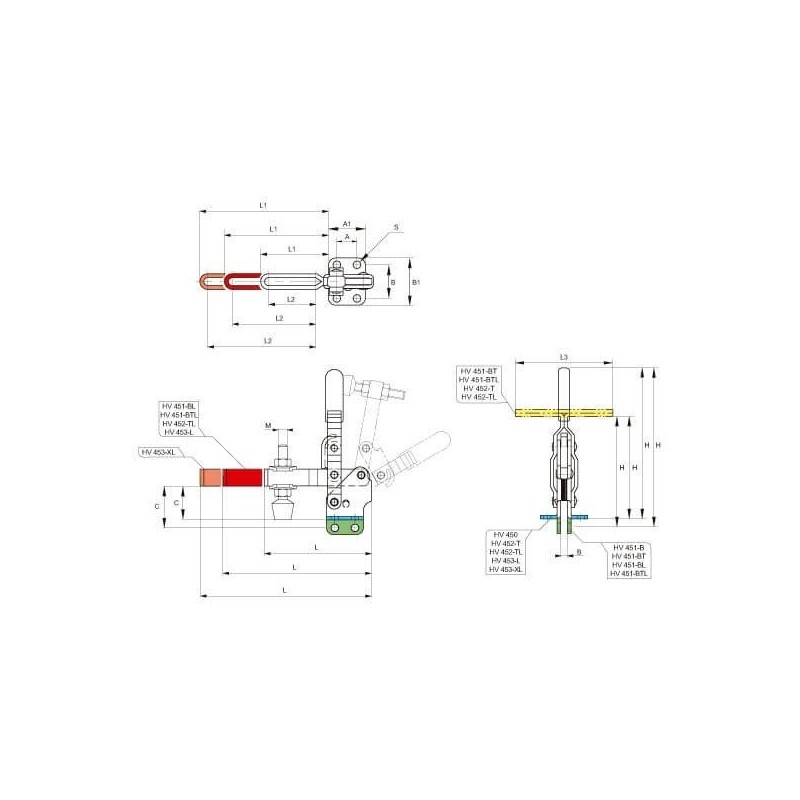 Brida Kakuta de apriete vertical HV 450