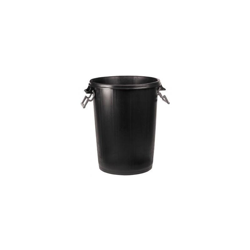 CUBO BASURA PLASTICO CON TAPA 100 LITROS NEGRO