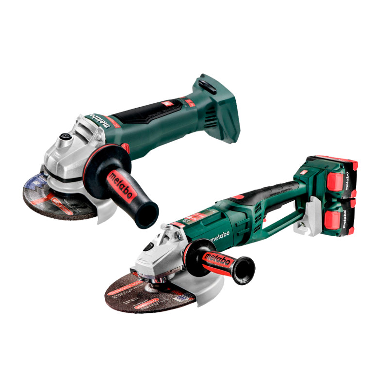 Combo set Metabo con amoladora angular de batería WPB 36-18, amoladora WB 18 LTX y 4 baterías LiHD