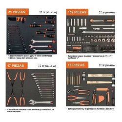 Composición 140 herramientas para carro 3 cajones Bahco
