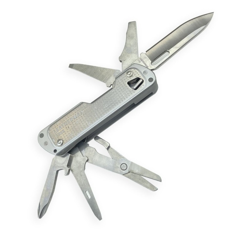  LEATHERMAN FREE T4 Cuchillo multiherramienta y EDC con bloqueo  magnético y accesible con una mano, construido en los Estados Unidos, acero  inoxidable : Herramientas y Mejoras del Hogar