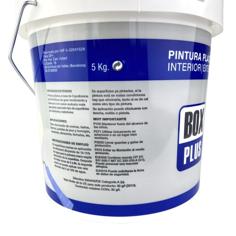 Pintura plástica blanco mate 5L