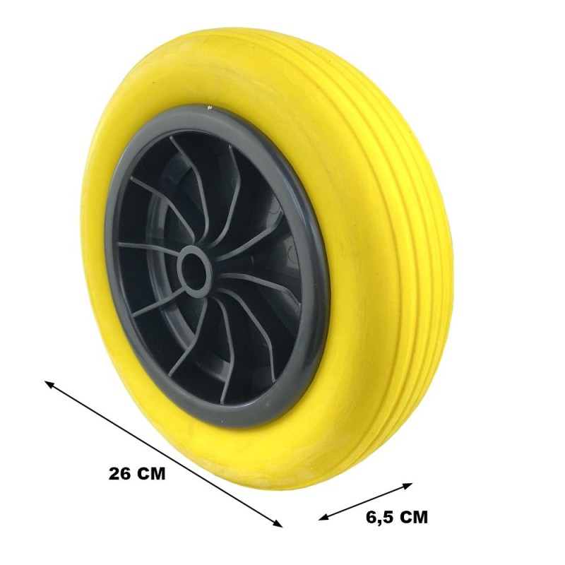 Rueda Impinchable Para Carretilla de Almacén PU Amarilla Dacame 70260