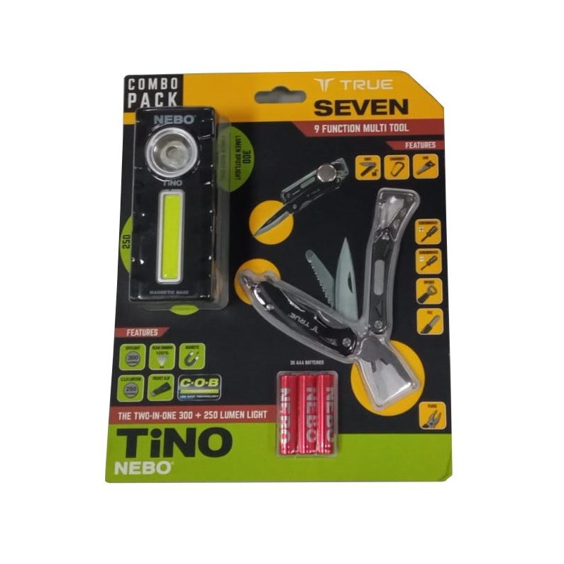 Set de multierramienta True Utility Seven más linterna Nebo Tino TU180CP2