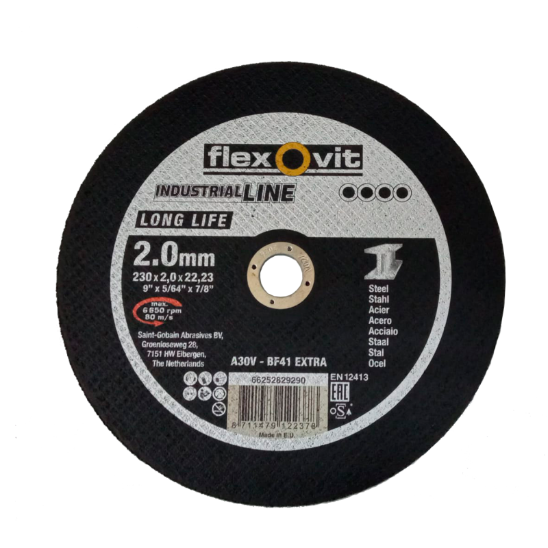 Disco de corte para hierro y acero Flexovit Long Life