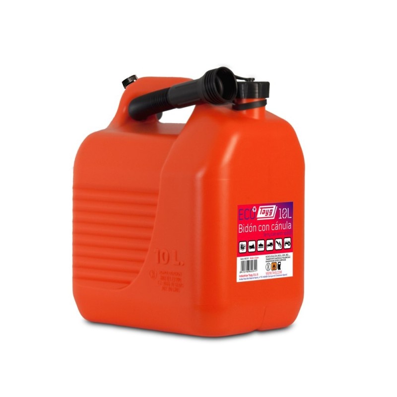 Bidón gasolina con embudo 20 litros, tanque, garrafa combustible de  plástico con cánula, tubo flexible (Rojo, 40 x 2