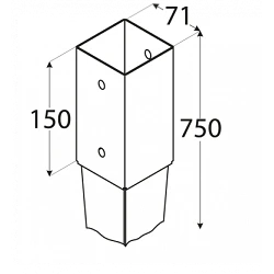 Pletina cuadrada con punta de 7 x 7 cm