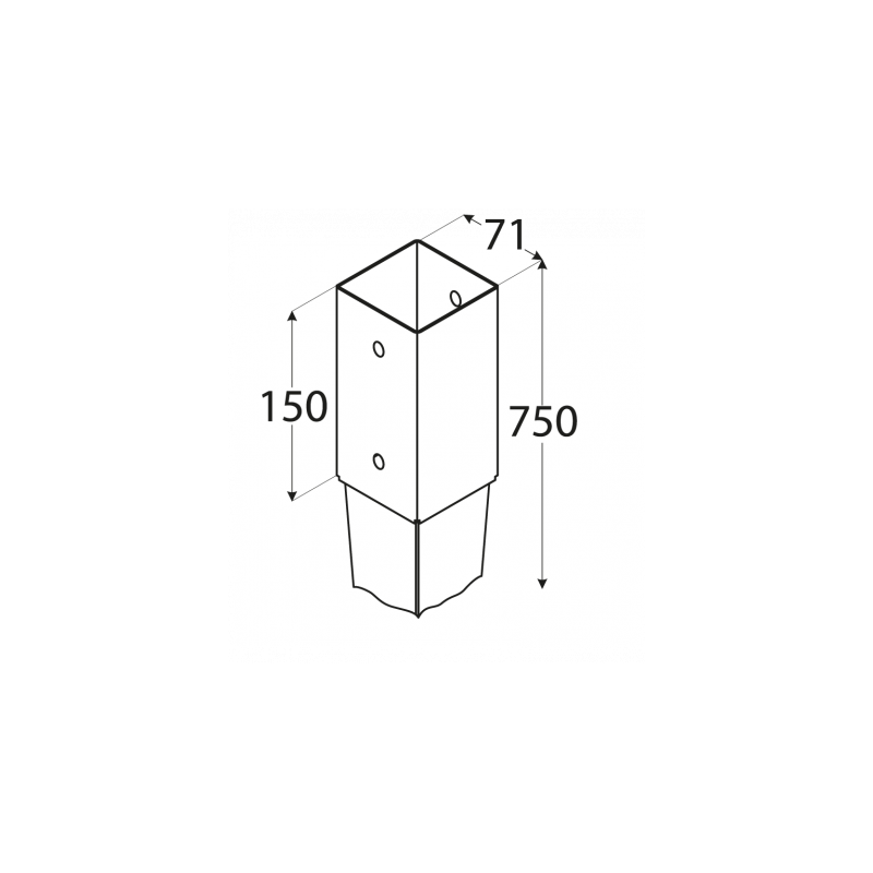 Pletina cuadrada con punta de 7 x 7 cm