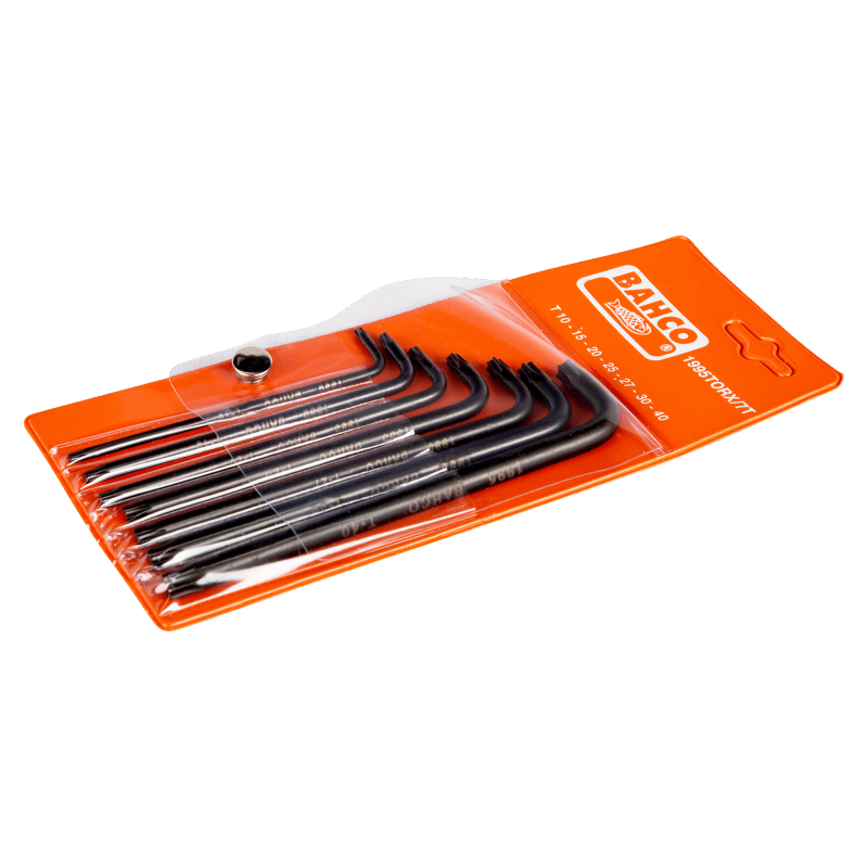 Juego de 7 llaves acodadas pavonadas Torx Bahco