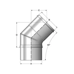 Codo de 45º para chimenea de simple pared inoxidable CIG45 Bofill