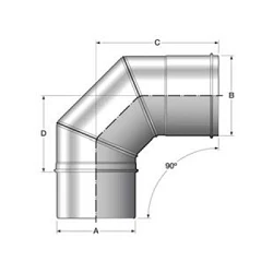 Codo de 90º para chimenea de simple pared inoxidable CIG90 Bofill