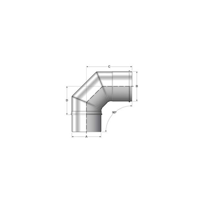 Codo de 90º para chimenea de simple pared inoxidable CIG90 Bofill