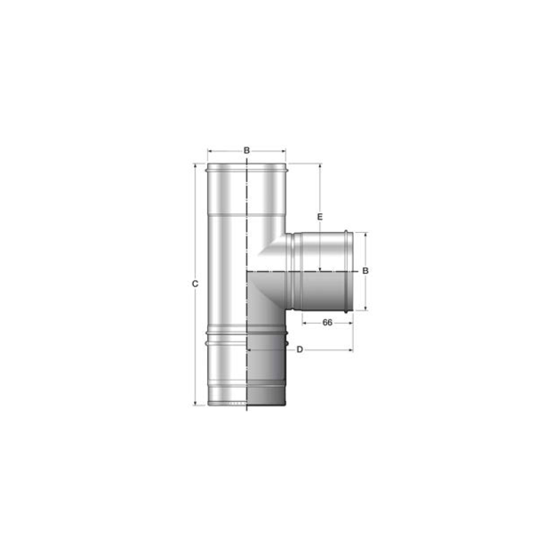 Te simple para chimenea de simple pared inoxidable TTIGF90 Bofill