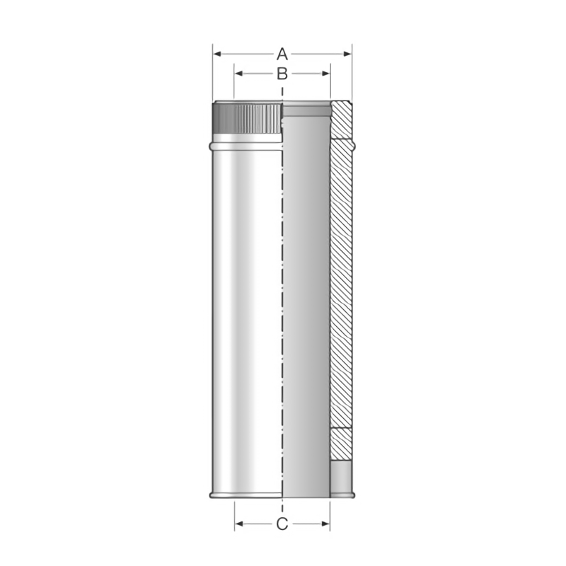 Tubo recto para chimenea de doble pared inoxidable TDPI Bofill