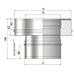 Adaptador para chimenea de simple pared a doble pared inoxidable ADGDI Bofill