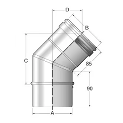 Codo en 45º vitrificado para chimenea de simple pared CVNM45 Bofill