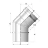 Codo en 45º vitrificado para chimenea de simple pared CVNM45 Bofill