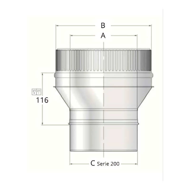 Adaptador para chimenea de simple pared a doble pared vitrificado ABEIMP Bofill