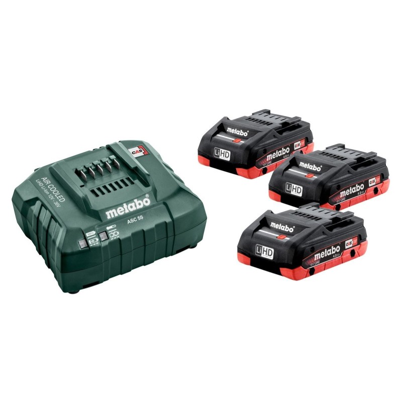 Set de 3 baterías Metabo LiHD de 4 Ah / 18V + Cargador