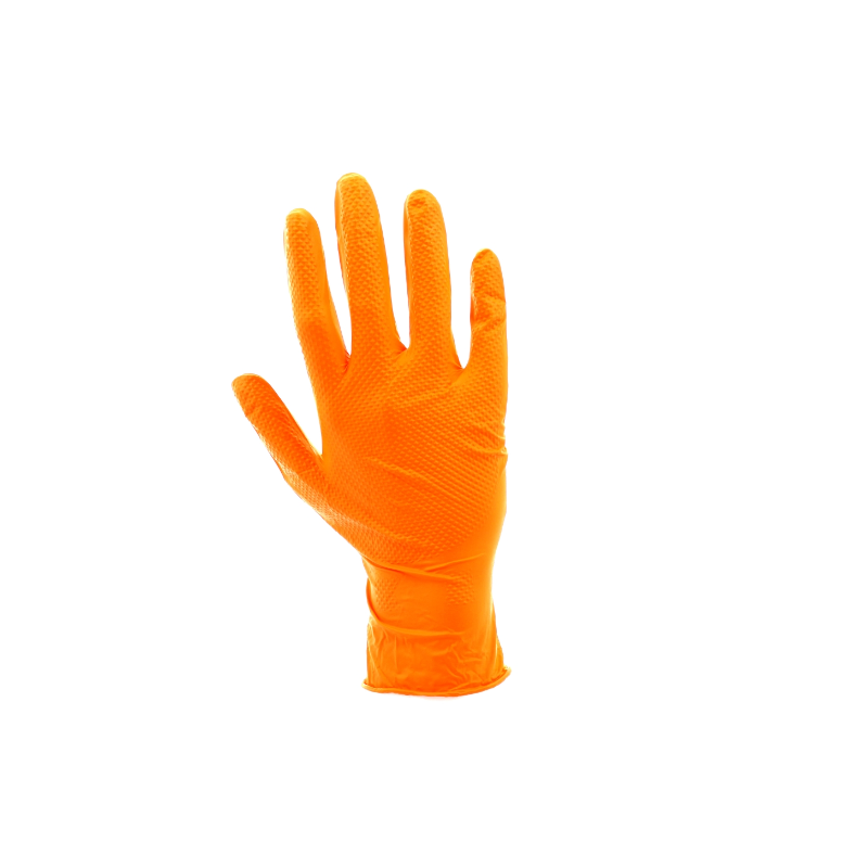 Guante de nitrilo diamantado naranja talla XL - 50 unidades