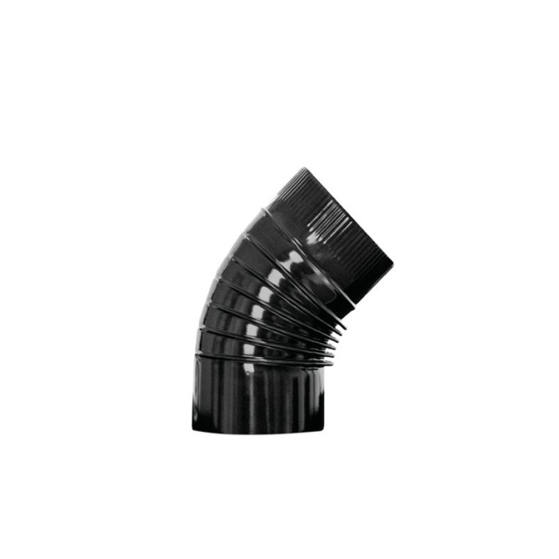 Codo rizado 45º esmaltado negro de simple pared para chimeneas